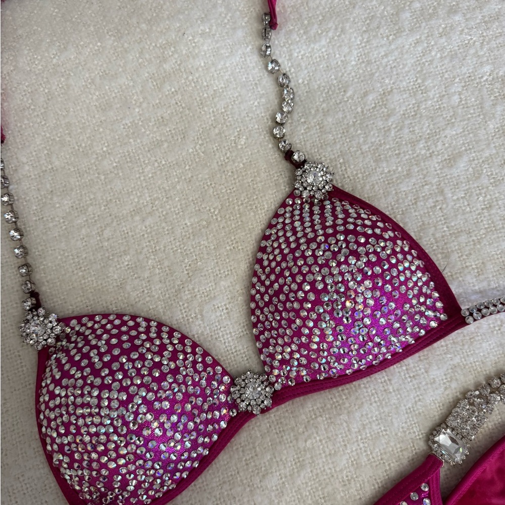 Glamorous Pink Crystal Competition Bikini Set - Picture 2 of 8